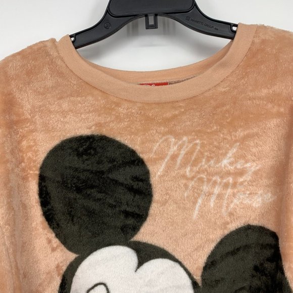 Disney Sweatshirt Mickey Mouse Pink Fleece Crewneck Cozy - Picture 5 of 11